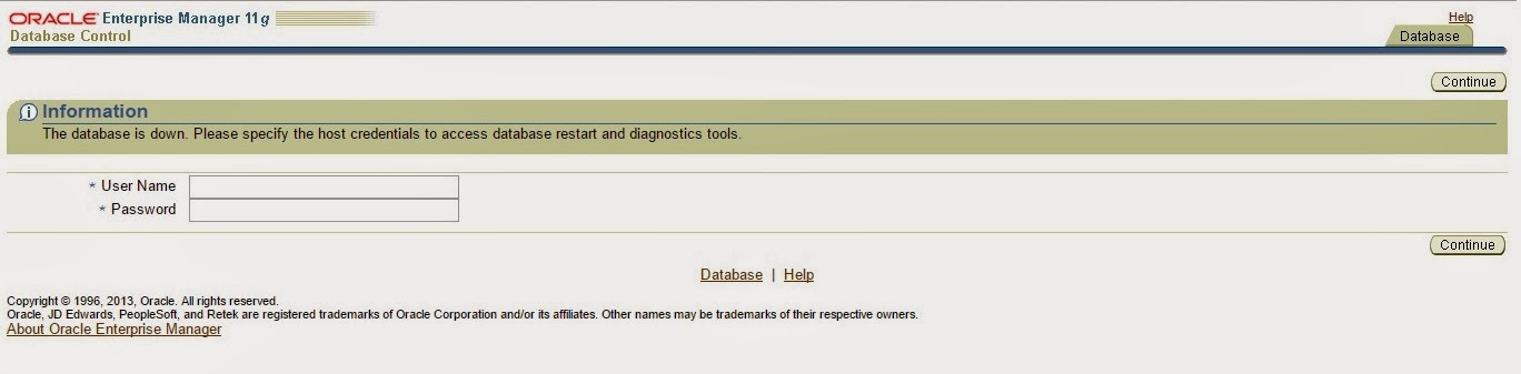 The database is down. Please specify the host credentials to access ...